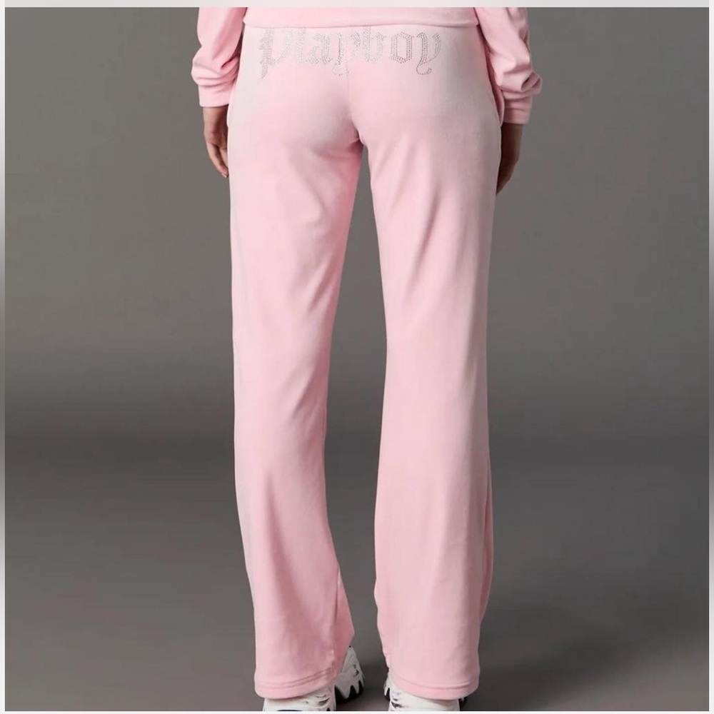 Playboy Velour pants in baby pink 💝